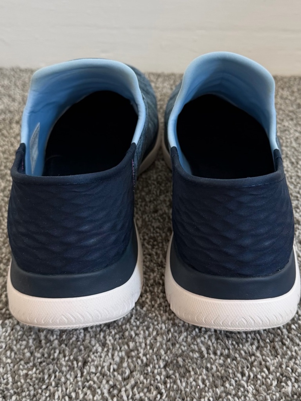 Skechers Heathered Navy Slip-On Sport Sneakers with Pink Accents - Picture 4 of 5